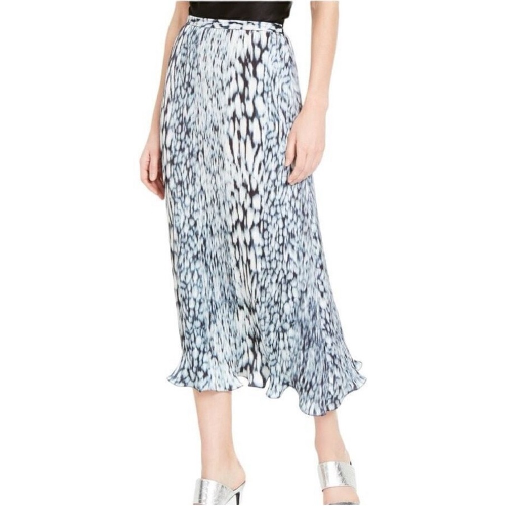 Elie Tahari Alex Pleated Printed Midi Skirt Size 6